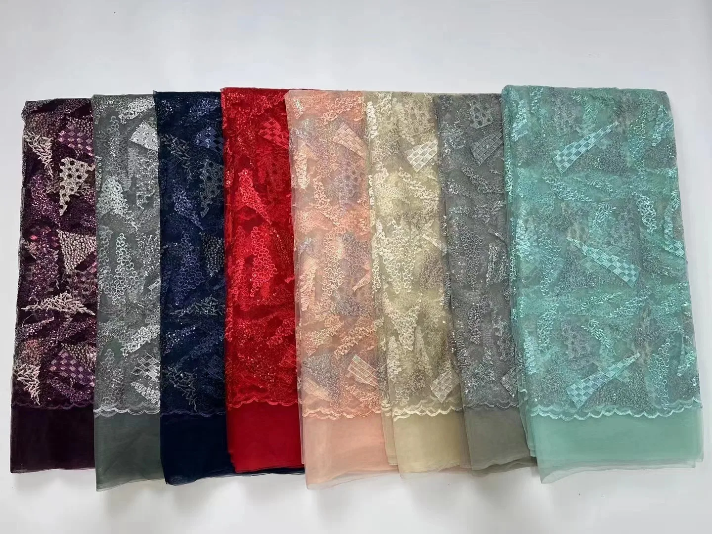 Luxury African Lace Fabric With Sequins High Quality 5 Yards Nigerian Sequins French Tulle Fabric Material For Wedding Party