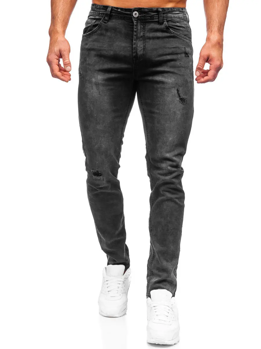 

2022 new street men's jeans trousers hip hop pencil pants black washed distressed jeans washed casual jeans Y2K clothes