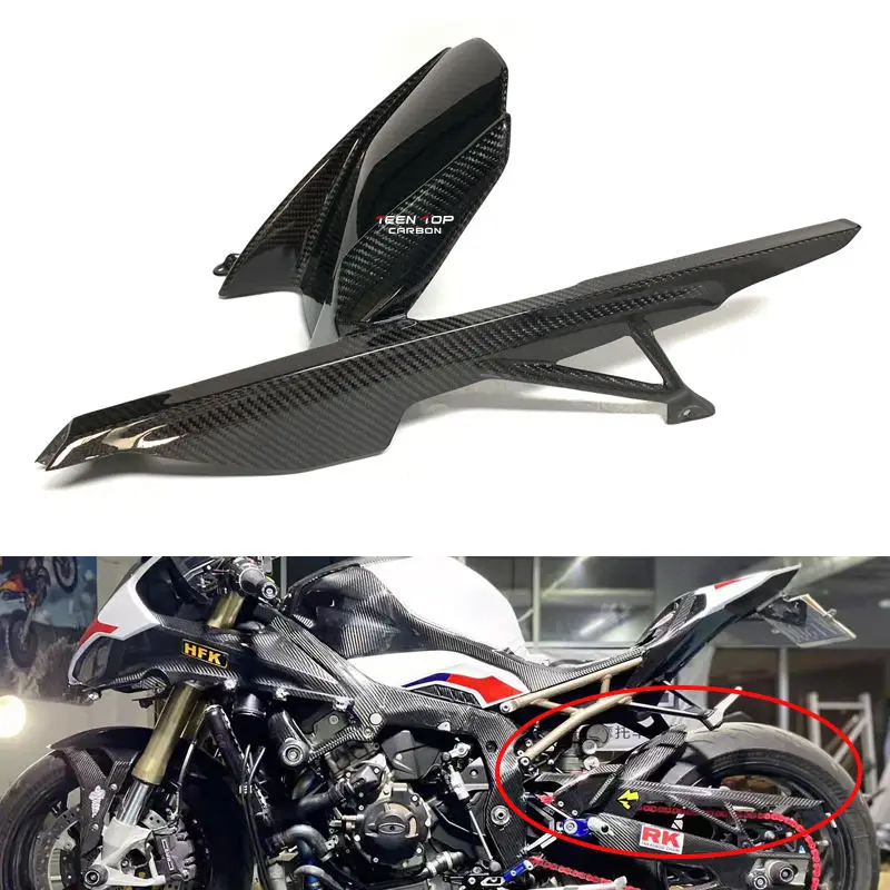 

Motorcycle Carbon Fiber Parts Rear Fender Mudguard For BMW S1000R S1000RR M1000RR Carbon Rear Hugger Fender With Chain Cover