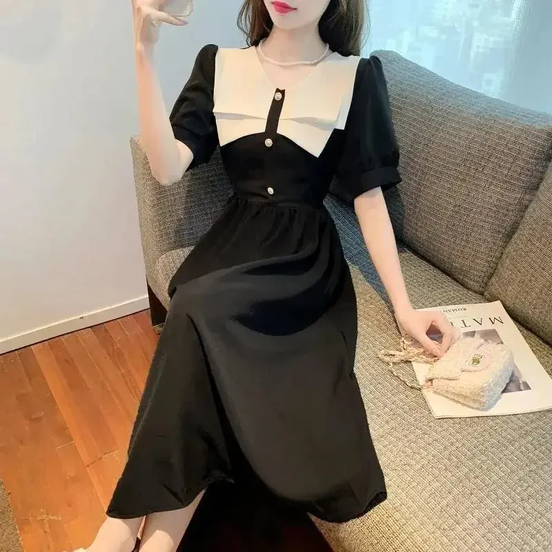 Новинка лета 2024 стильное французское нежное платье с длинным рукавом