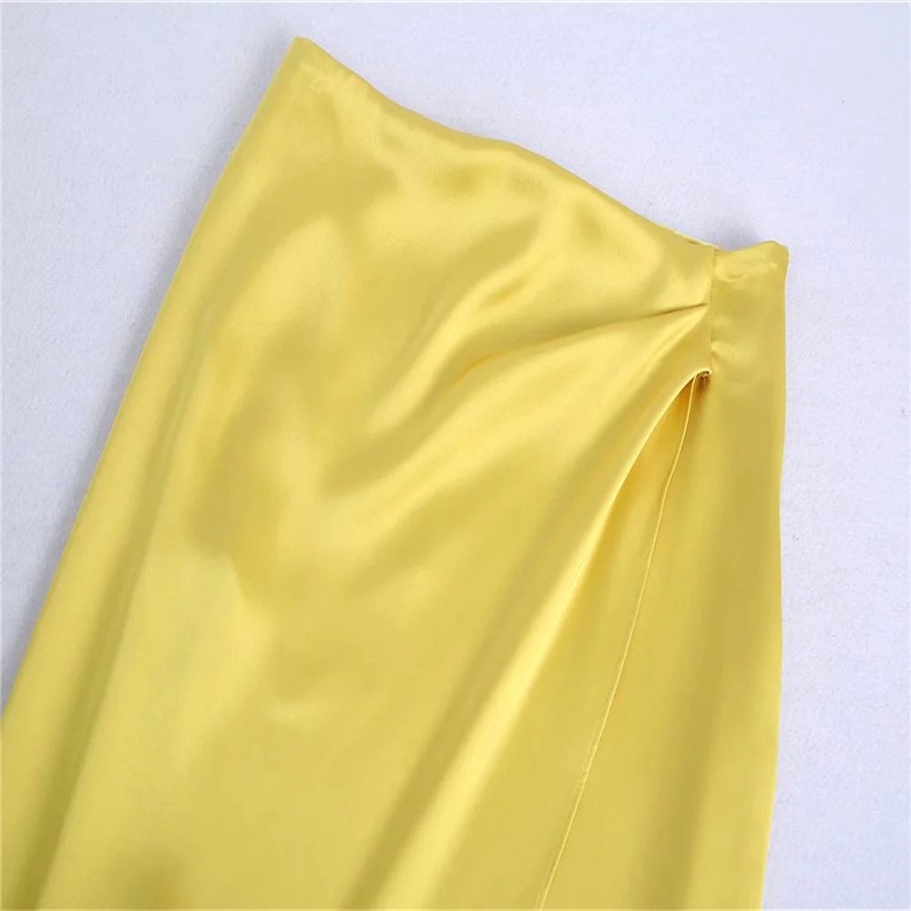 ZATRHMBM 2022 Женская весенне-летняя новая модная однотонная длинная шелковая