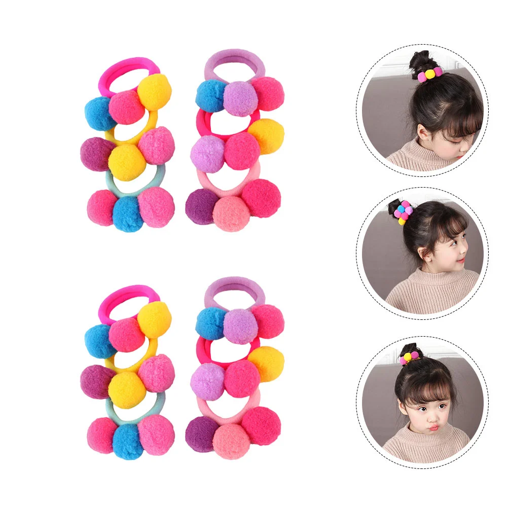 

12pcs Pompom Balls Hair Rings Adorable Elastic Hair Band Hair Ring for Children