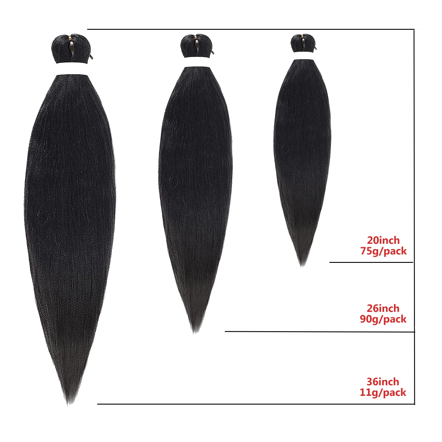 Синтетические плетеные волосы с эффектом омбре предварительно растянутые 20/26/36