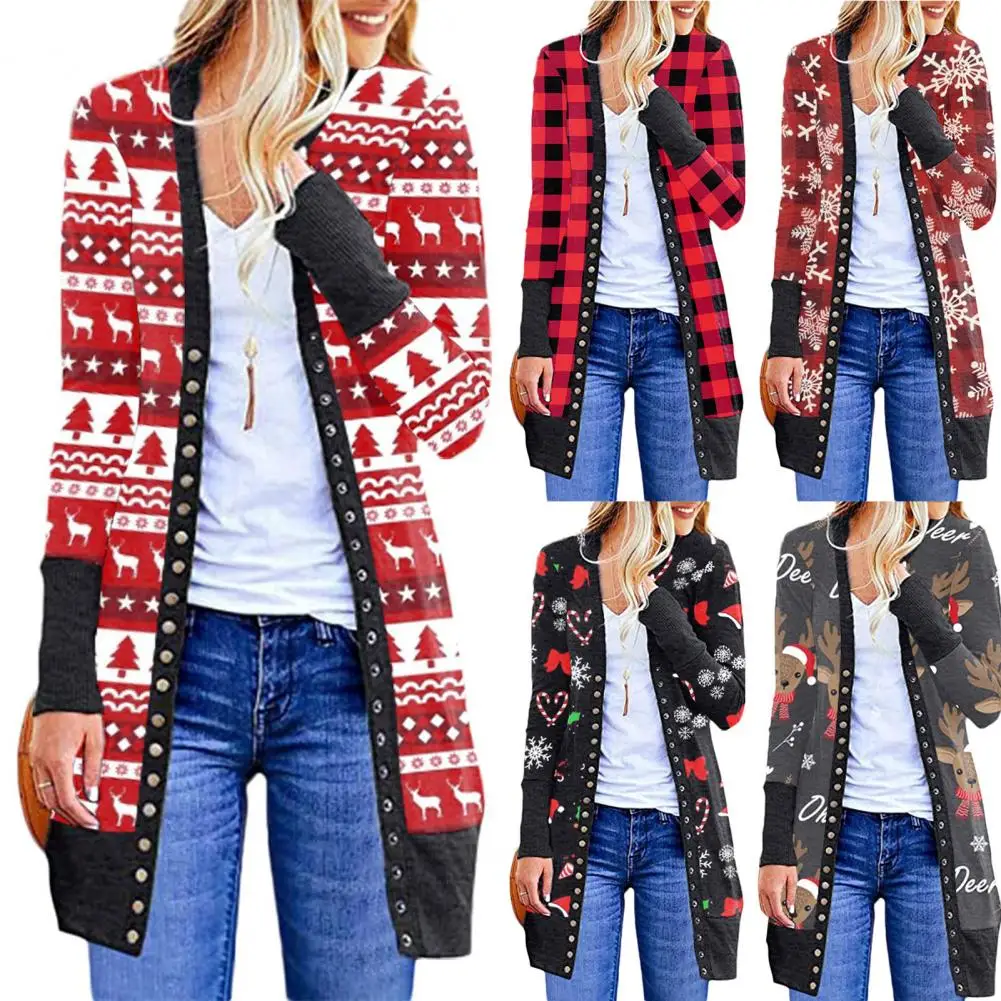 

Soft Terrific Thermal Christmas Jacket Elk Lady Coat Long Sleeve for Outdoor