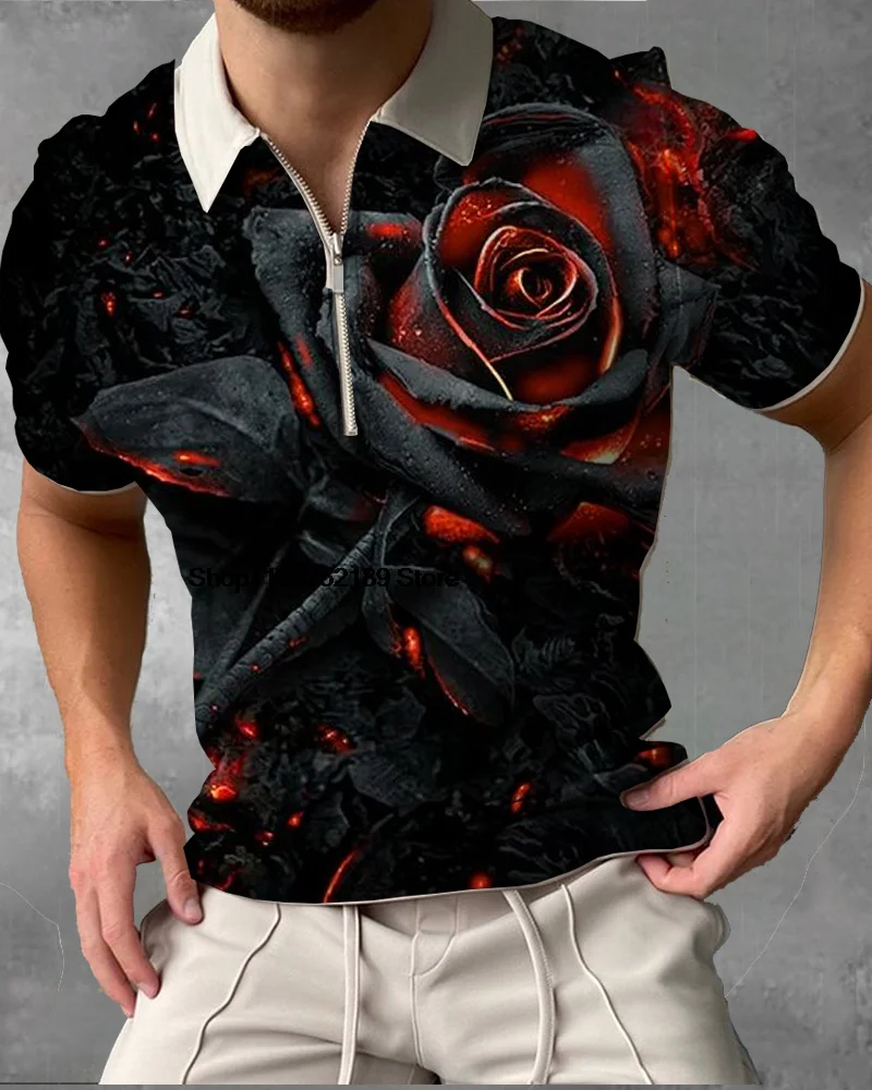 

Men's Clothing Floral Pint Short Sleeve Polo Comfortable Summer New Polo Shirt Male Holiday Vacation Fashion Plus Size Pullovers