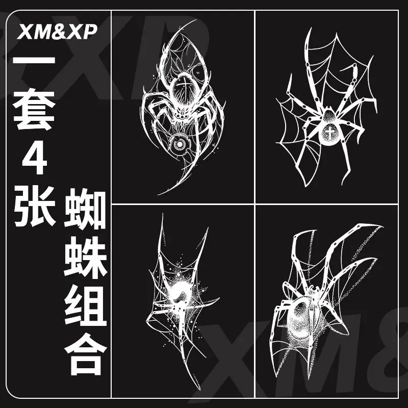 

Herbal Juice Tatto 4Pcs Spider Tattoo Stickers Half Arm Waterproof Cute Wholesale Festival Accessories Fake Tattoos for Women