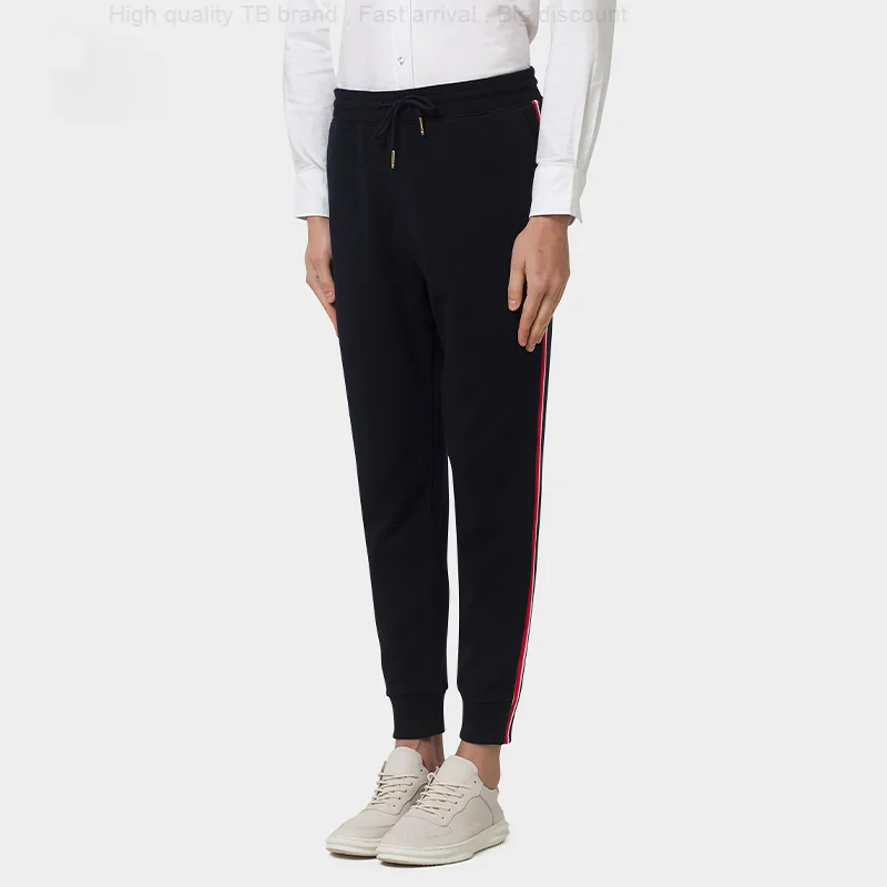 Sweatpants THOM Men's TB Fashion Brand Top Quality Pure Cotton RWB Striped Trousers Autumn Lightweight Comfortable Casual Pants