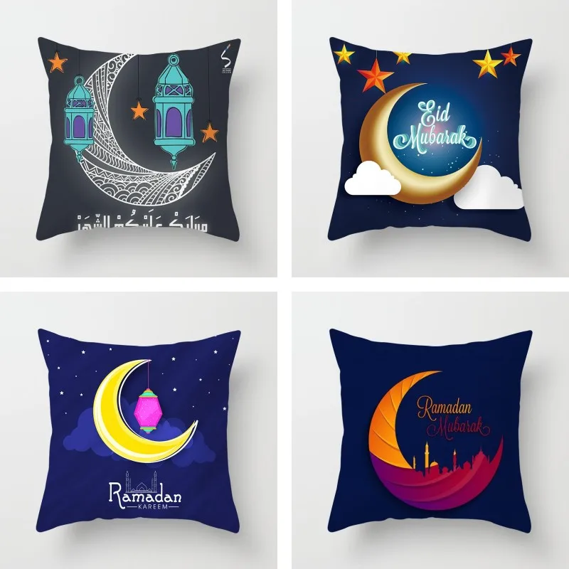 

Eid Mubarak Cushion Cover Moon Star Ramadan Decor Kareem Pillowcase Islamic Mulism Sofa Car Home Decorative Throw Pillowcase