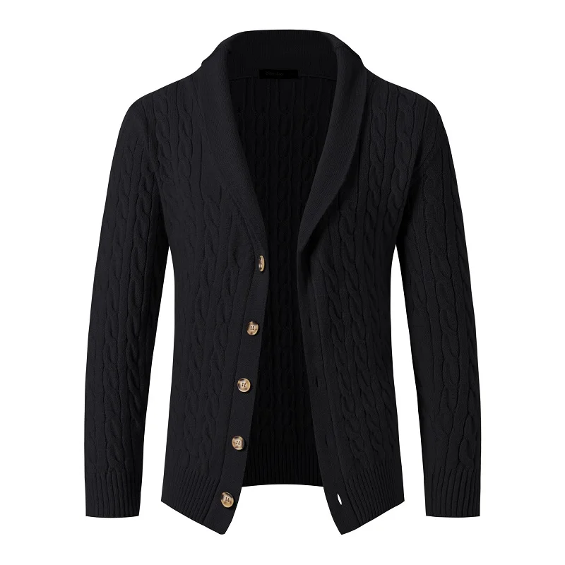 Knitted sweater jacket men's spring autumn pure cotton simple single-breasted lapel solid color sweater cardigan/men's sweater