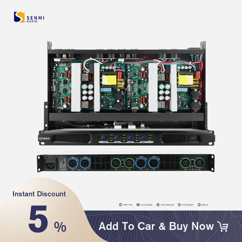 Цифровой усилитель мощности Senmi 4 Channal Class D профессиональный акустический DJ