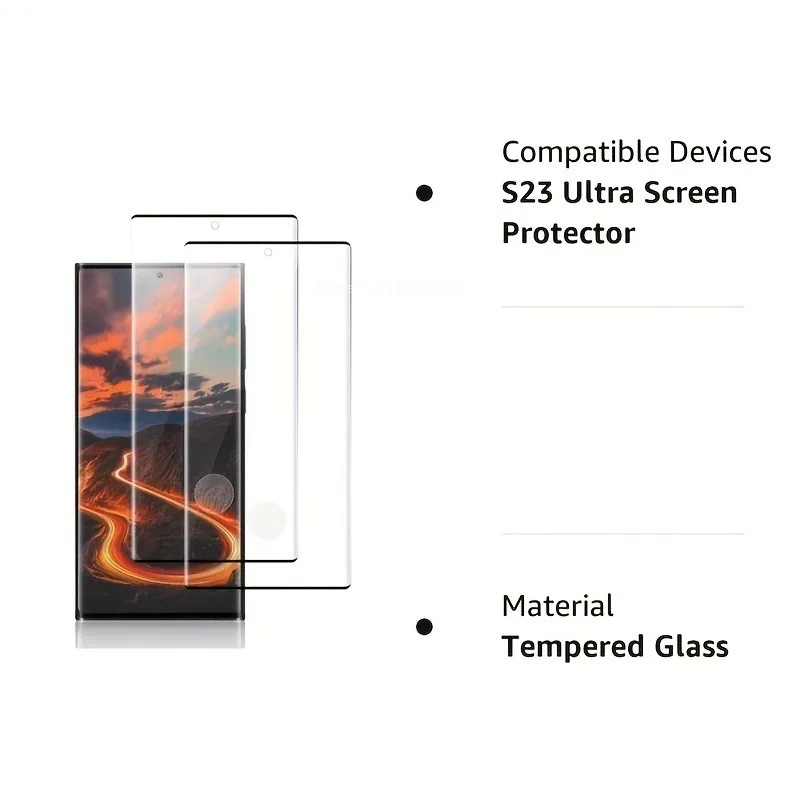 2 упаковки Защитное стекло для Samsung S24 S23 Ultra S22 Plus S8 S9 S10E
