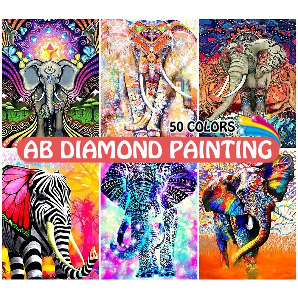 

AB Elephant Diamond Painting Sale 5D Full Square Round Embroidery Cross Stitch Animal New Arrivals Home Decor Mosaic Art Crafts