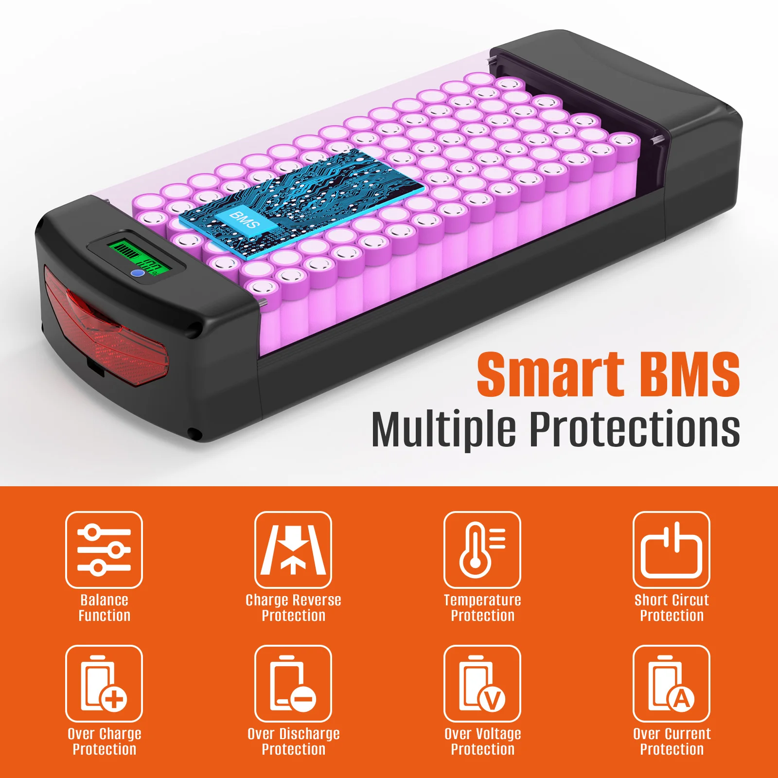 Аккумулятор для заднего багажника eBike 21700 18650 52 в 48 27 Ач 36 ач с двойным чемоданом