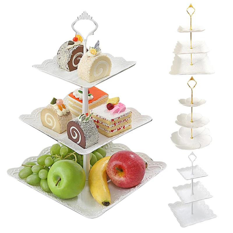 

Съемная пластиковая подставка для торта в Европейском стиле, 3-уровневая подставка для кондитерских изделий, подставка для сервировки десертов, домашний декор для свадебной вечеринки