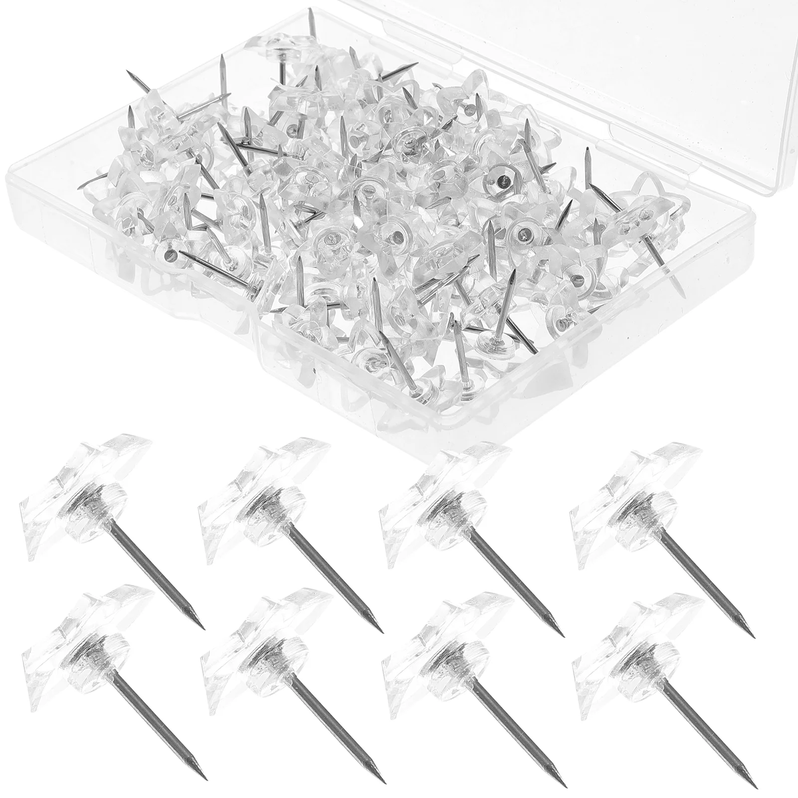 

100 Pcs Heart Pin Thumbtack Board Reusable Push Convenient Compact White Plastic Small Pushpins Delicate Thumbtacks Office
