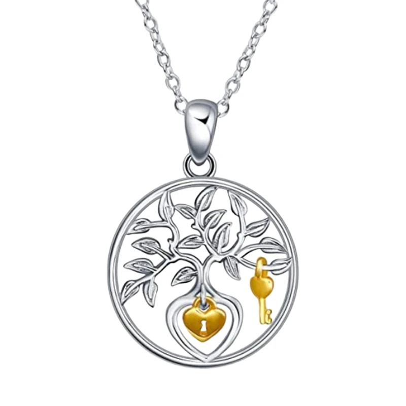 

Изысканное модное ожерелье с подвеской в виде круглого замка дерева цепочка до ключиц для женщин индивидуальный вечерние чный подарок