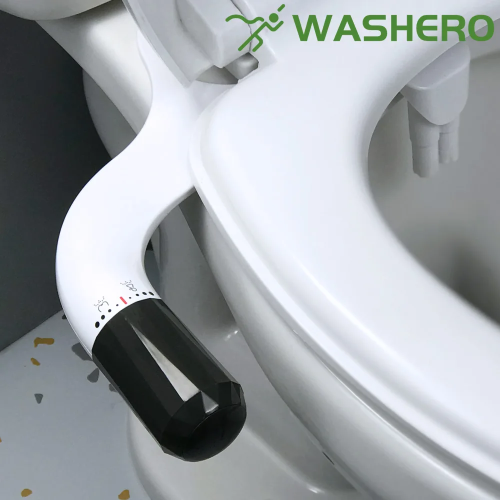 مقعد المرحاض بيديت من WASHERO للمرحاض للمراحيض غير كهربائي شطاف ياباني للمرحاض بالمياه النفاثة باللون الأسود