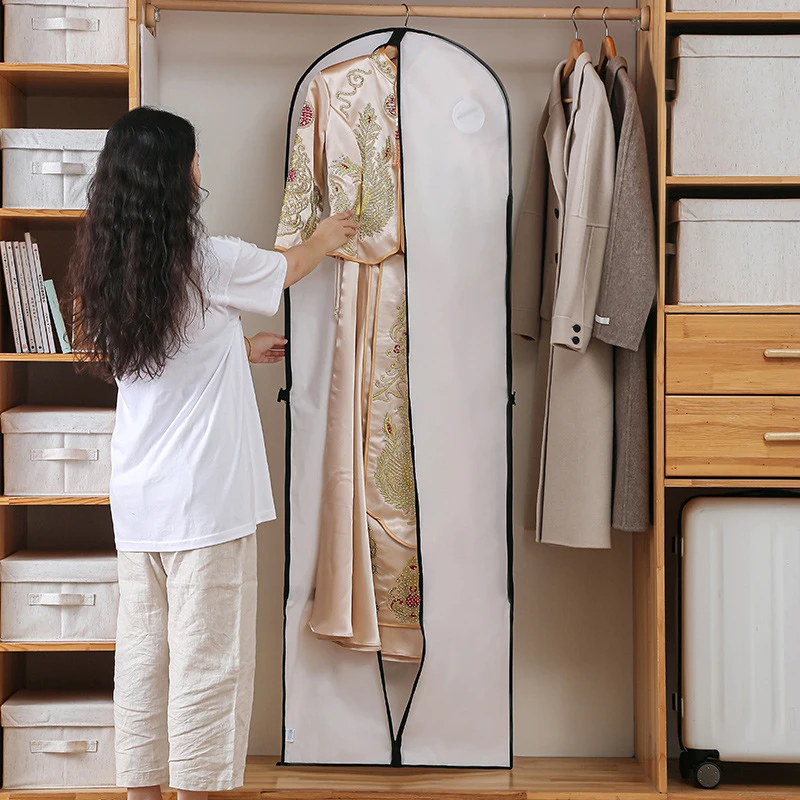 

Wedding Bridal Dress Robe Garment Clothes Hanging Storage Protective Bag Case White Waterproof Dustproof Cover Accessories Stuff