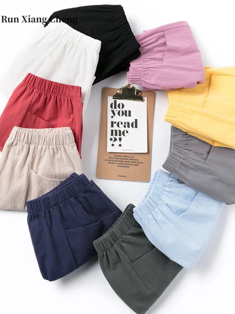 Women's Shorts 2023 Summer New Fashion Cotton and Linen Vintage Slimming Baggy Thin High Waist Wide Leg Harajuku Oversize Casual