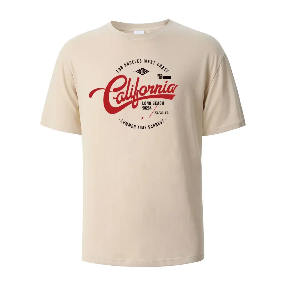 Мужская футболка с принтом Los Angeles West Coast летние дышащие базовые Топы из 100% хлопка