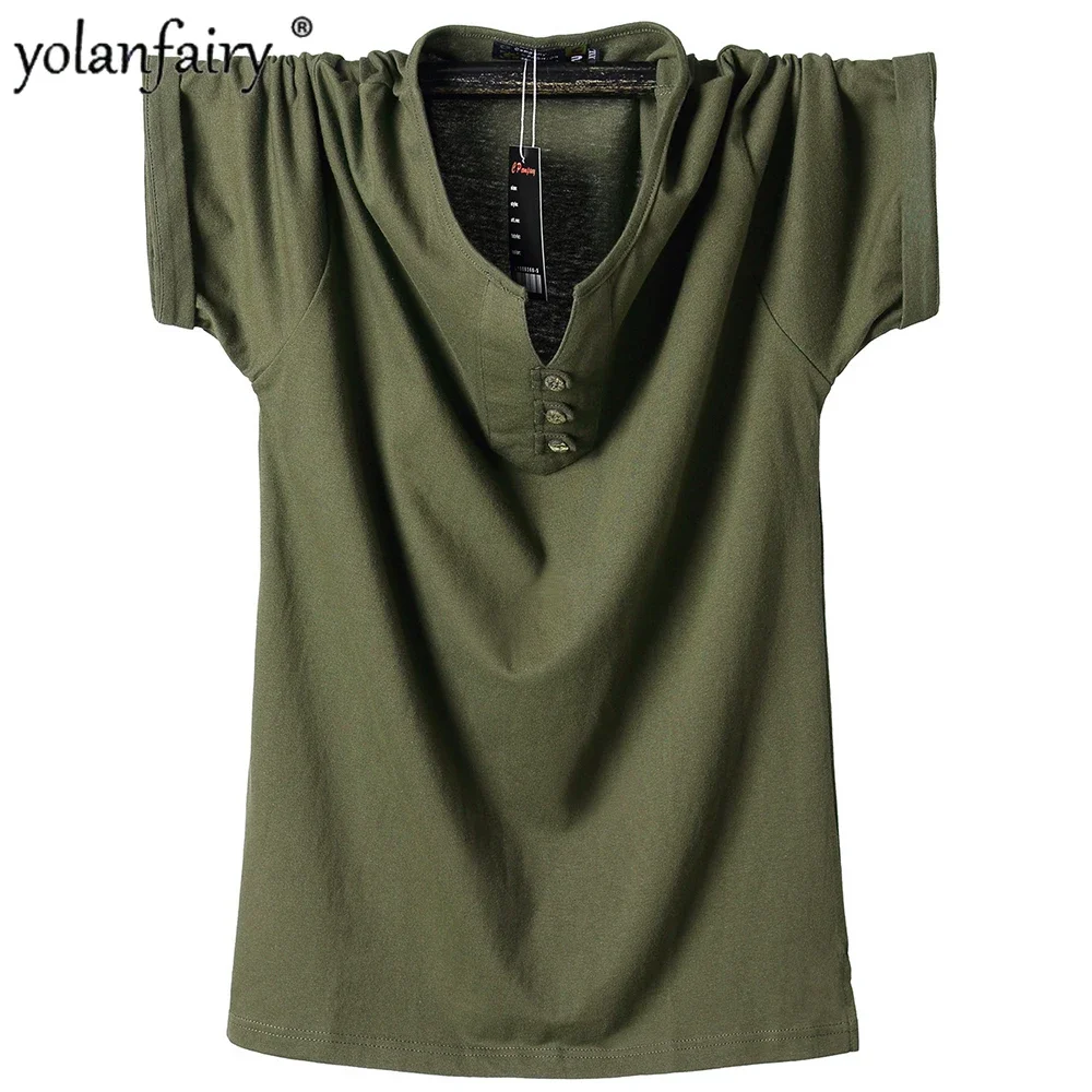 Мужская футболка QYLVAWOY больших размеров из хлопка