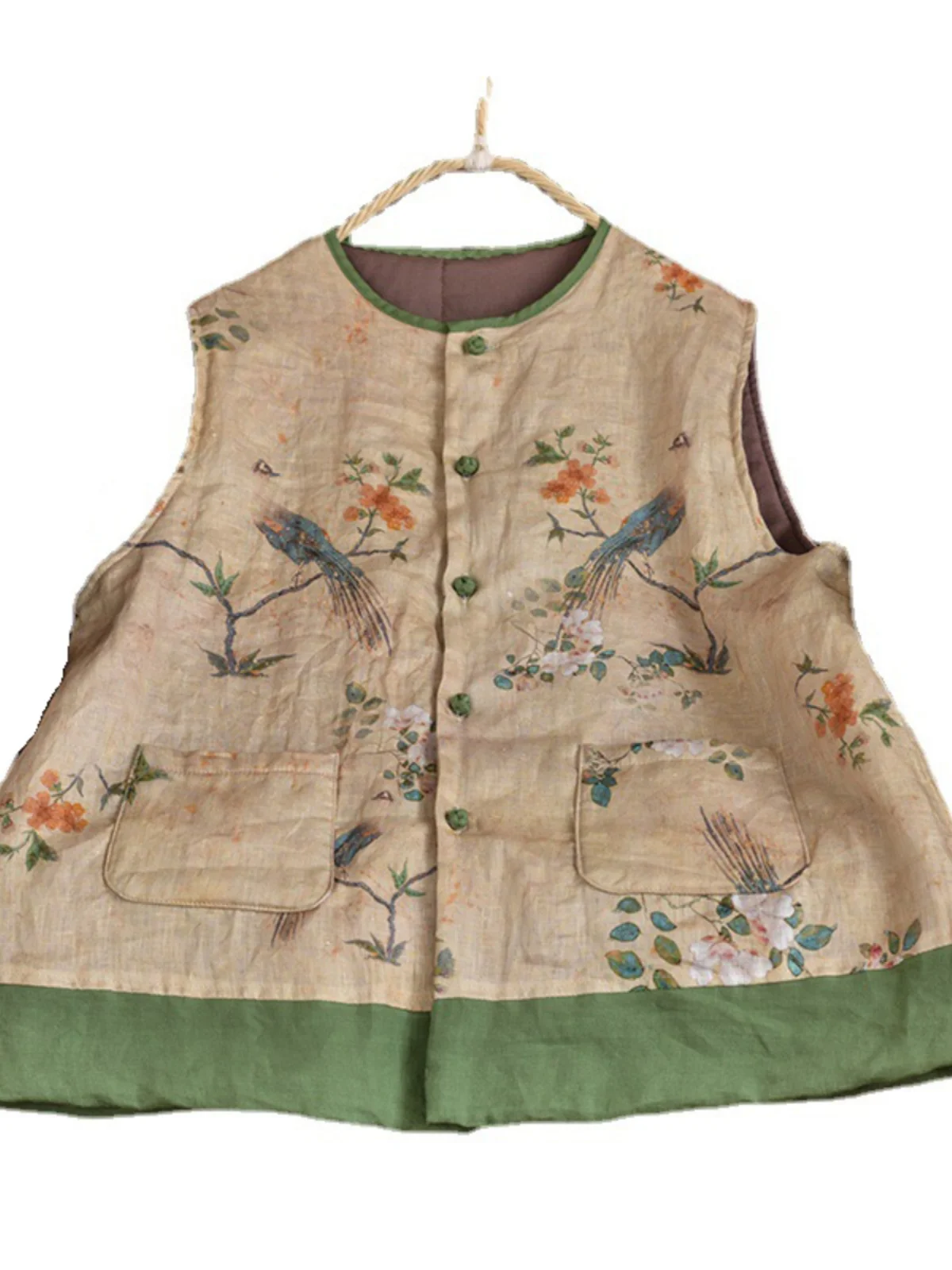 Новый китайский Sle Национальный жилет с принтом верхняя одежда для женщин 2024 зима