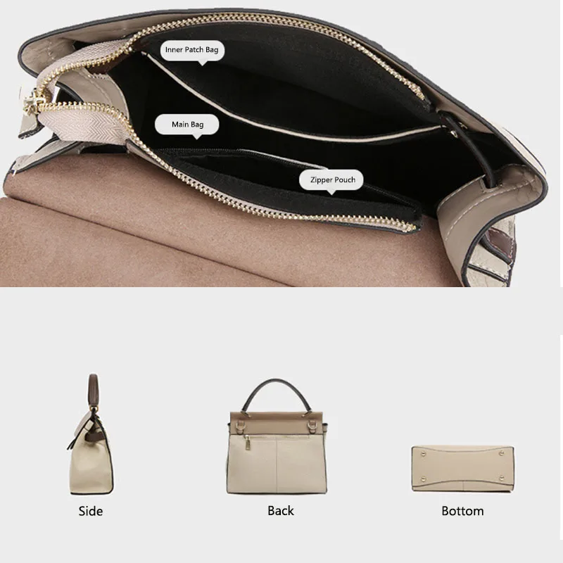 LOERSS Women's Genuine Leather Handbags High Quality Solid Color Crossbody Office Shopping Commute Larger Capacity Purse Bag