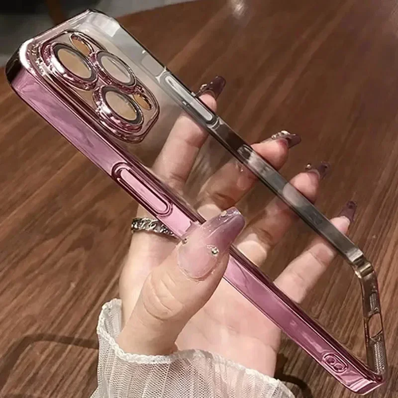 Роскошный мягкий чехол из ТПУ для телефона IPhone 11 12 13 14 15 16 Pro Max Plus прозрачный