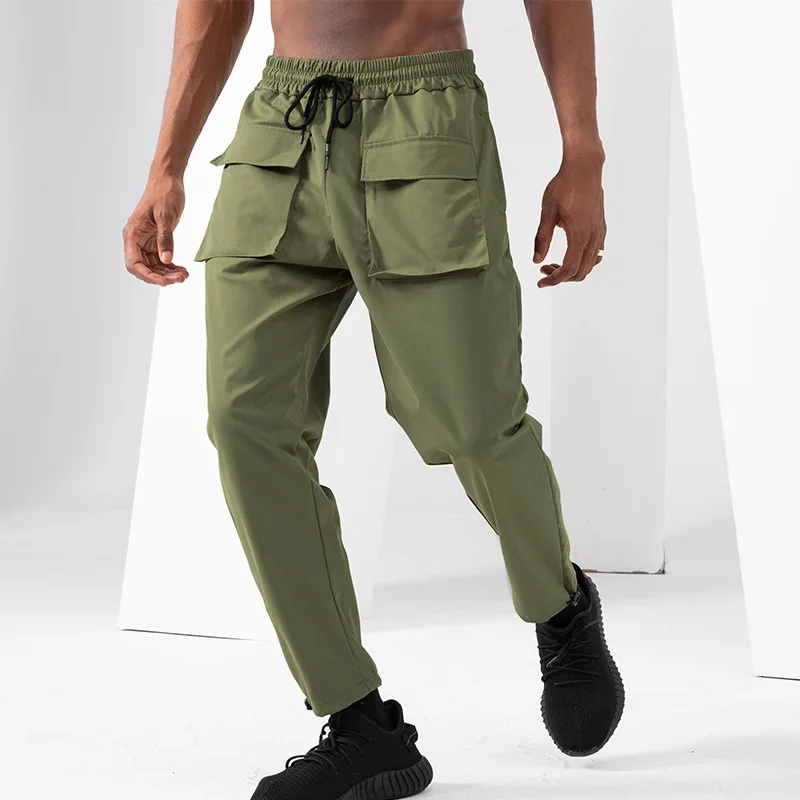 Men Casual Pants Loose Quick Drying Vertical Straight Pants Multi-pocket Sports Pants Streetwear Cargo Pants Men