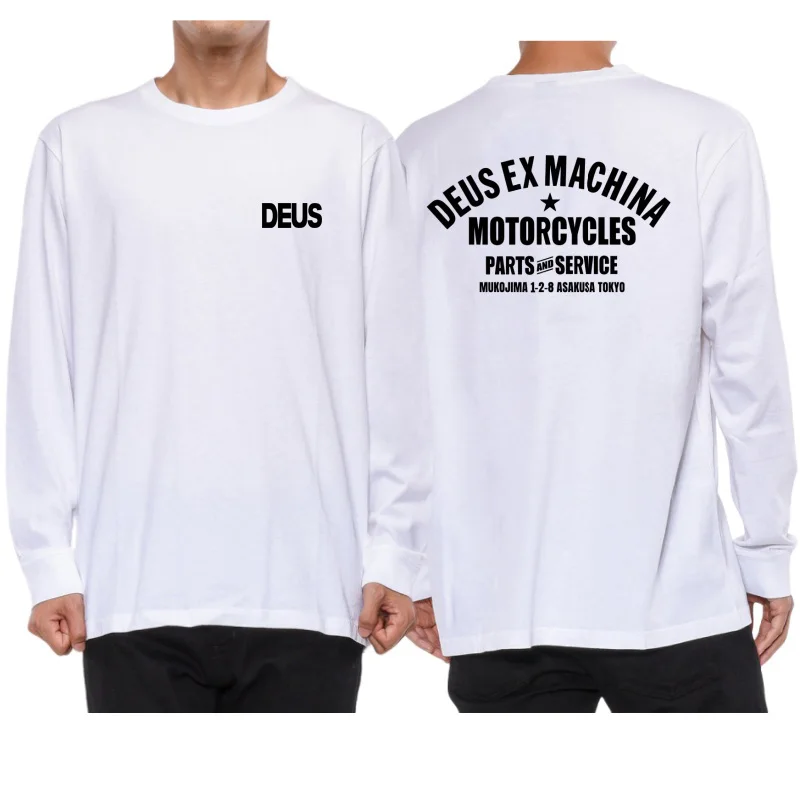 Мужская футболка из чистого хлопка с буквенным принтом Street Harajuku Мотоциклетная DEUS