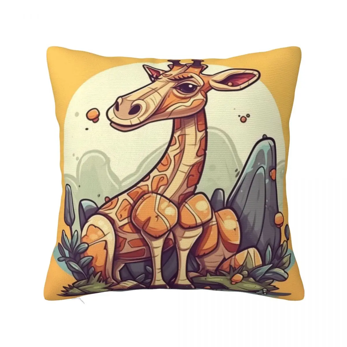 

Giraffe Pillow Case Cartoon Nature Style Universal Polyester Pillowcase Hugging Zipper Spring Cover