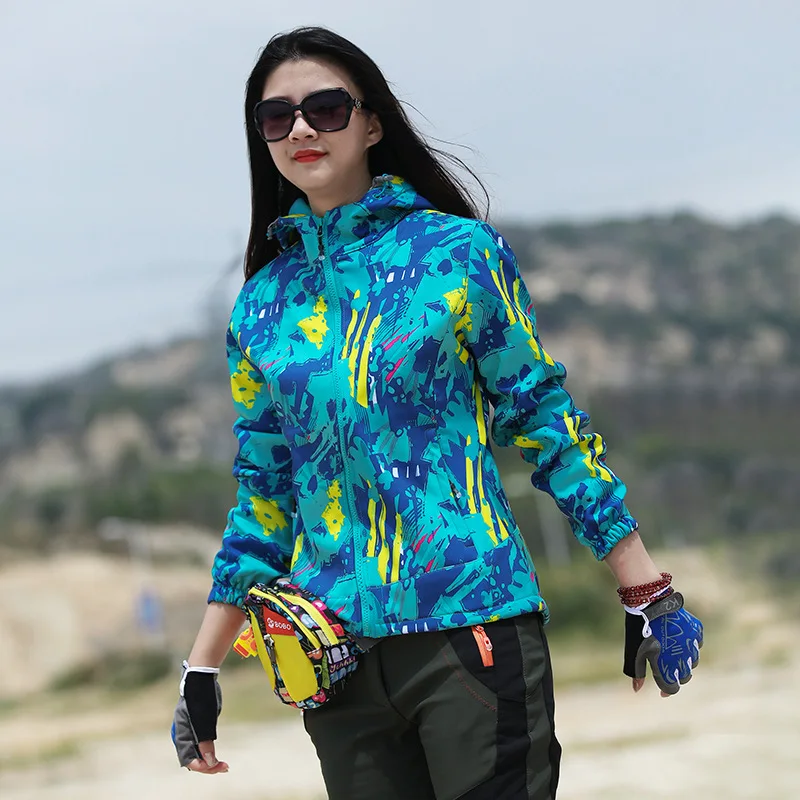 

Camouflage Soft Shell Fleece Jacket Women's Outdoor Windproof Waterproof Hiking Hiking Fishing Clothing Warm Sports Jacket