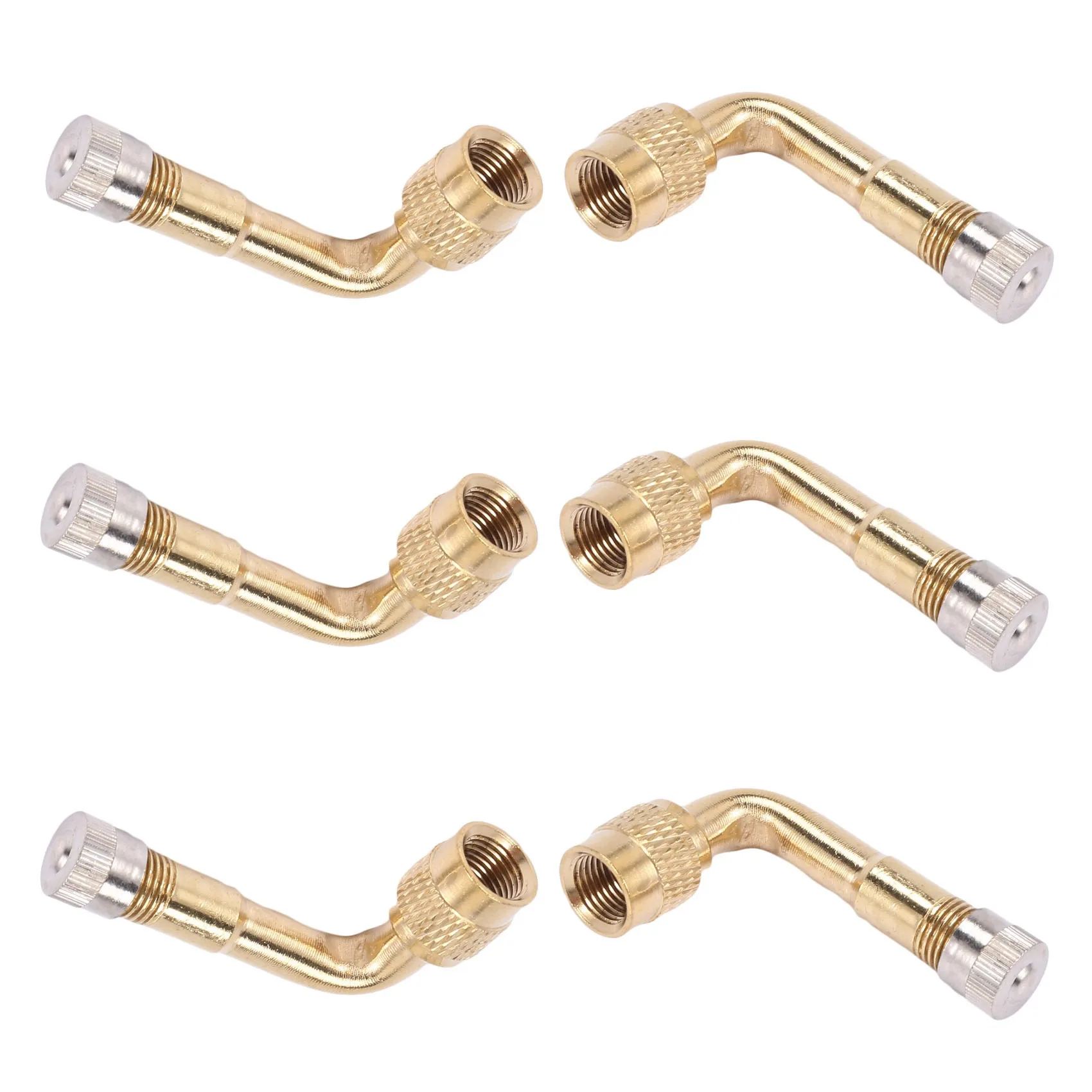 

6Pcs Valve Extension Valve Extension Adapter Tire 90 Degree Bent Metal Angle for Bicycle Motorcycle Scooter