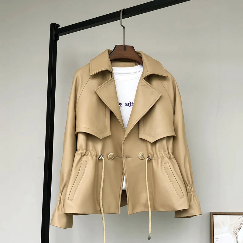 

Женская кожаная куртка, куртка из натуральной овечьей кожи, верхняя одежда для женщин на весну и осень, 2023