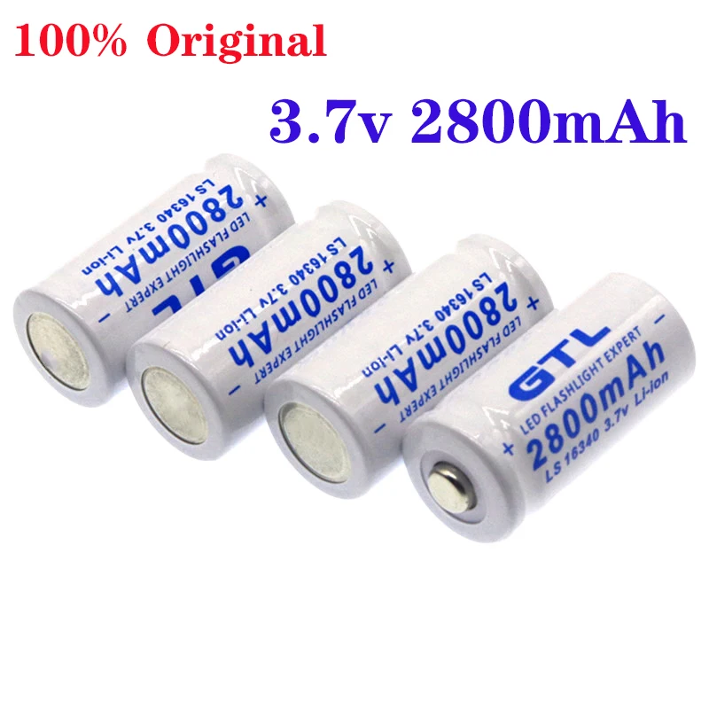

2022 High Capacity 2800mAh Rechargeable 3.7V Li-ion 16340 Batteries CR123A Battery for LED Flashlight for 16340 CR123A Battery