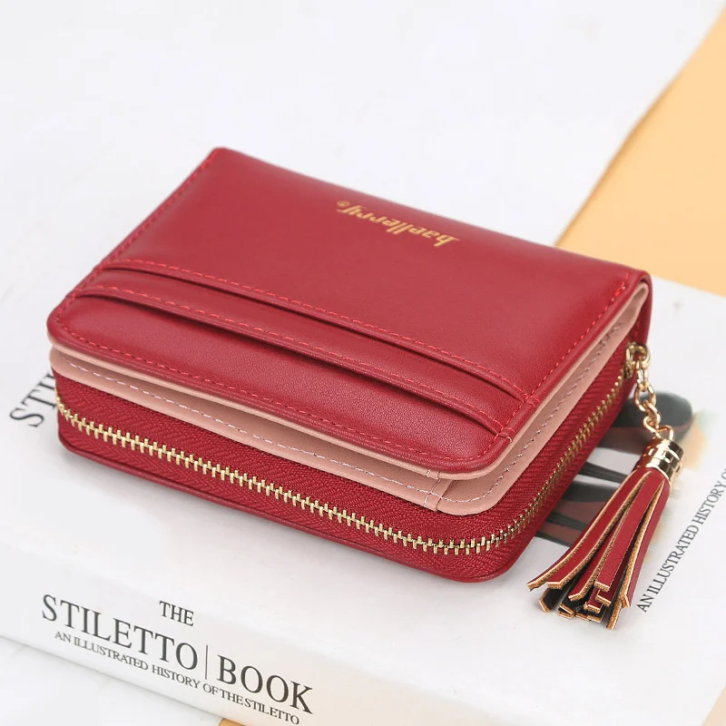 

Short Credit Card Holder Zipper Coin Purse Fashion Leather Wallets Money Bag Multifunctional Tassel Multi-card Wallet For Women