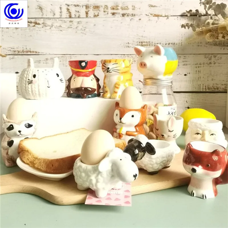

2PCS cute animals, small creative egg racks, egg cups, beauty egg racks, household egg racks, bracket,ceramics and breakfast cup