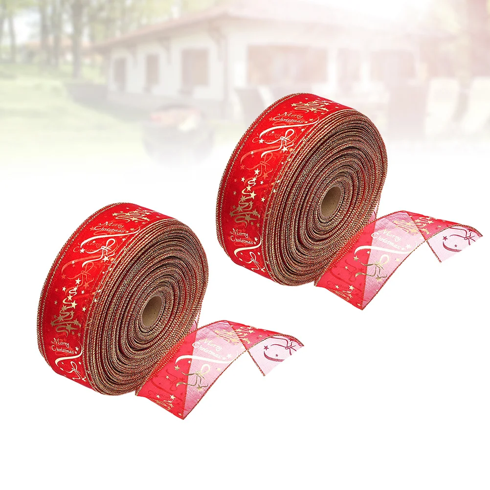 

Ribbon Christmas Giftwrapping Wired Tree Decor Bowsdiy Decorative Printed Ribbons Making Roll Artcraft Hand Satin Clip Packing