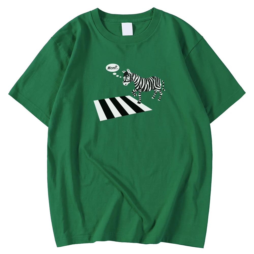 

Regular Sleeve Man Tshirts Summer Breathable Tee-Shirts Zebra Walk On The Zebra Cross Print Tops Crewneck Brand Tees Shirt Male