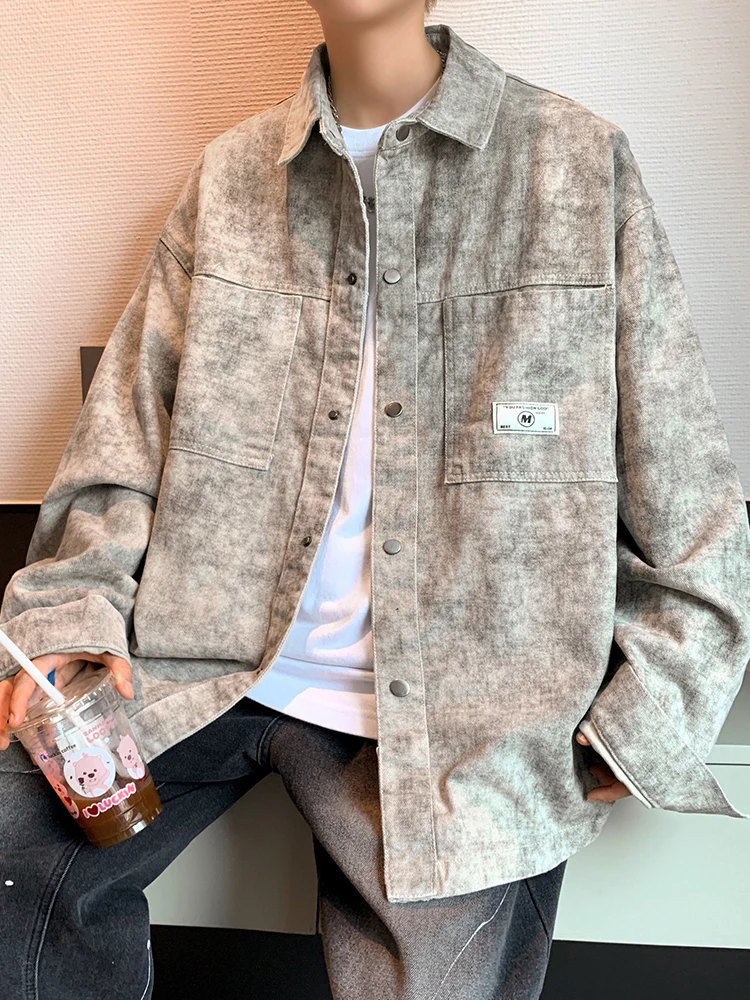 Джинсовое пальто мужская весна-осень 2024 новая модная красивая универсальная