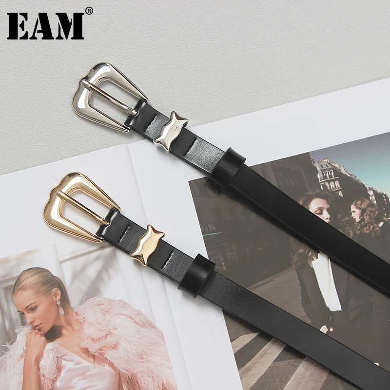 

[EAM] Pu Leather Golden Metal Buckle Casual Belt Personality Women New Fashion Tide All-match Spring Autumn 2023 1DF6059