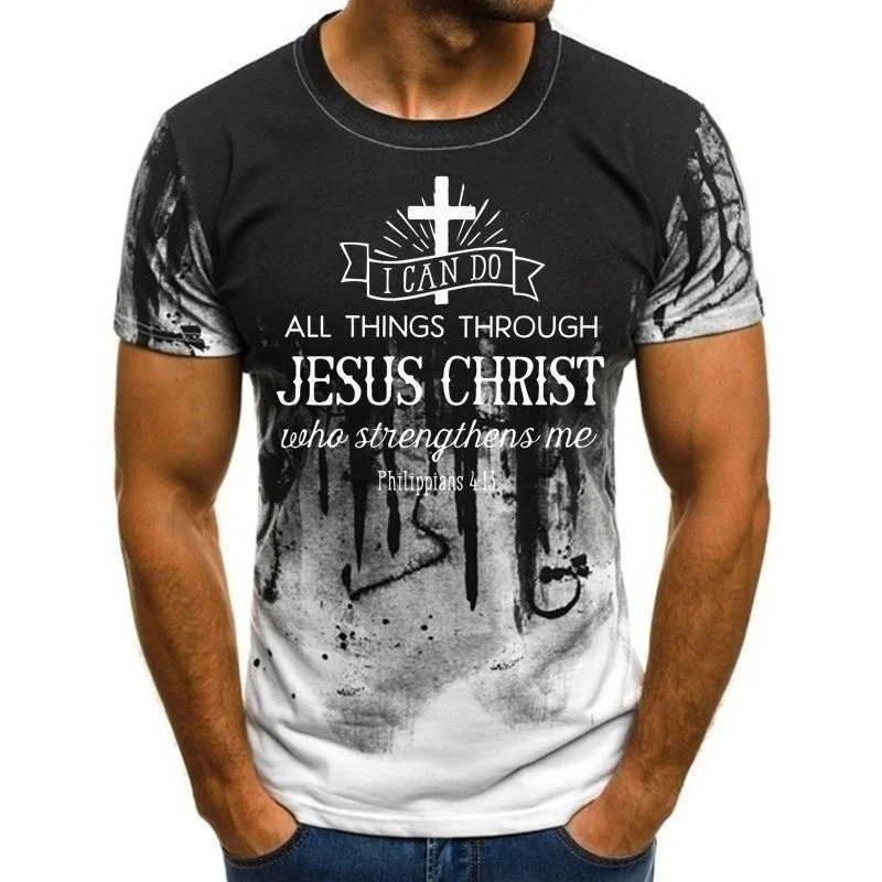 

Hot Sale Men's Jesus Christ Cross Print Short Sleeve Casual All-Match Fashion T-Shirt Oversized Round Neck T-Shirt XXS-4XL