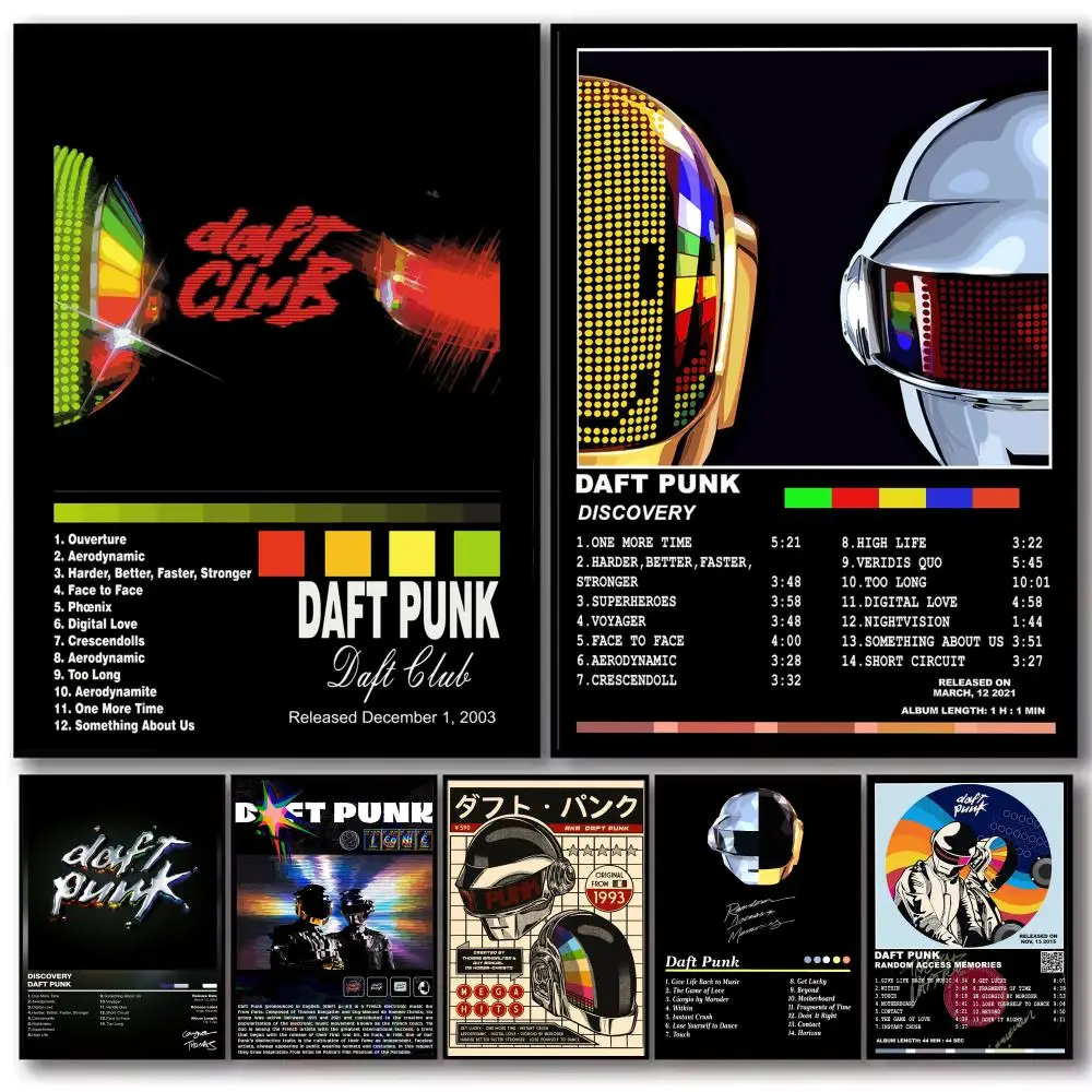 Фото Постер музыкальной группы D-Daft P-Punk, декоративные наклейки, настенное искусство, фото-дизайн для украшения дома, гостиной, прихожей №1