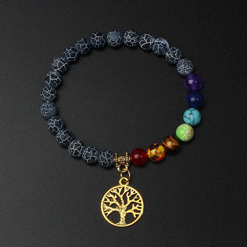 Life Tree 7 Чакр браслеты рейки тигровый глаз исцеление огромная Женская фотография |