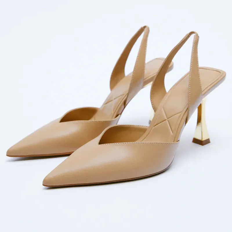 

Brand Women's Shoes Summer The New Women's Nude Pointed High Heel PU Shallow Mouth One Pedal Wedding Dress Dress Mules