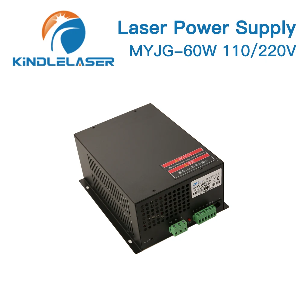 KINDLELASER 60W CO2 Laser Power Supply MYJG-60W 110V/220V for Laser Tube Engraving Cutting Machine