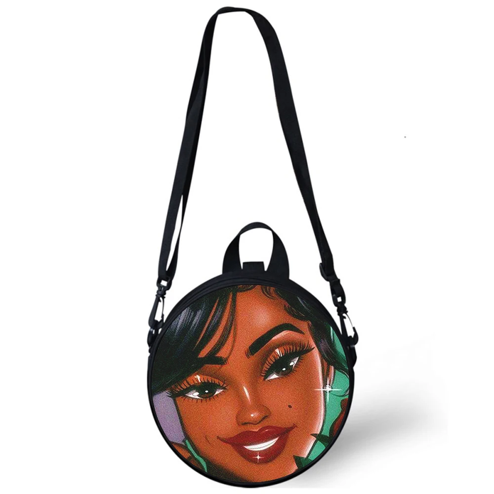 Black girl painting Pretty Child kindergarten Bag 3D Print Crossbody Shoulder Bags School Women Mini Round Bagpacks Rugtas Bag