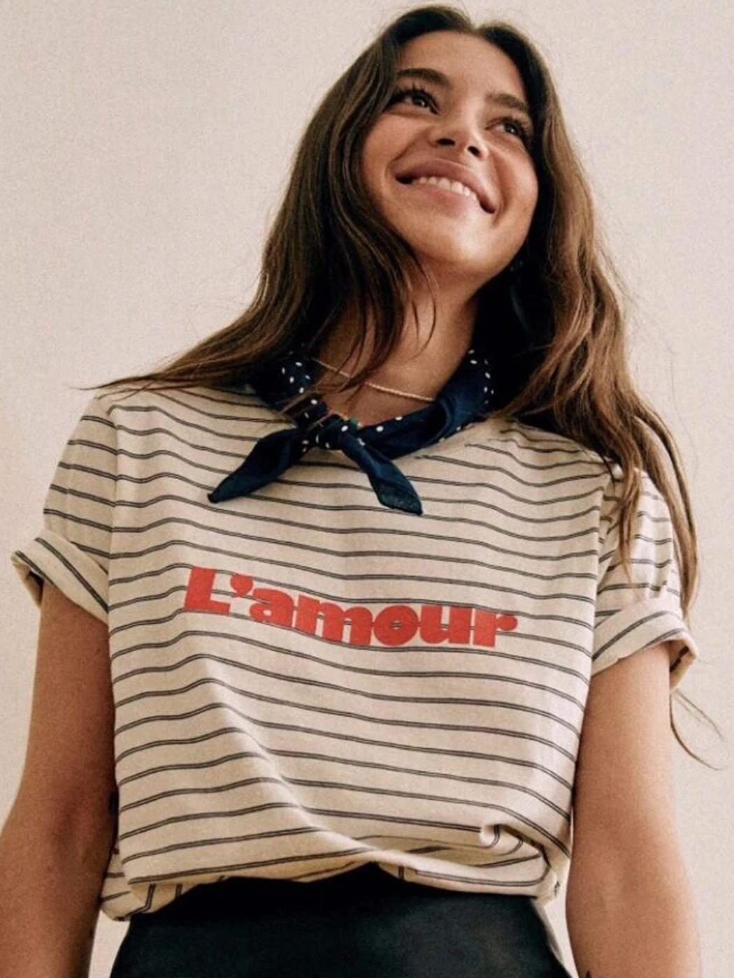 

Chic Letter Print Striped T-shirts Top Women Summer Short Sleeve O-neck Cotton 2022 French Casual All-match Tees Shirt Female