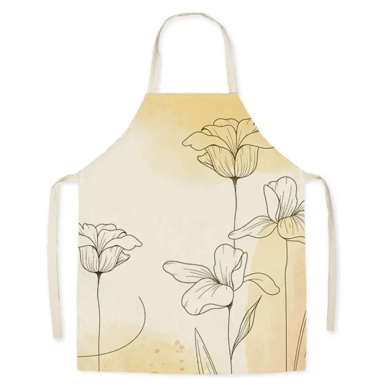 Фартук в скандинавском стиле окрашенный ореолы цветочный имитирует льняной без