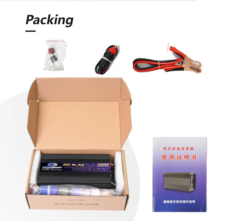 Gongdi Чистая синусоида Инвертор мощности Прикуриватель Smart Clip Автомобильный